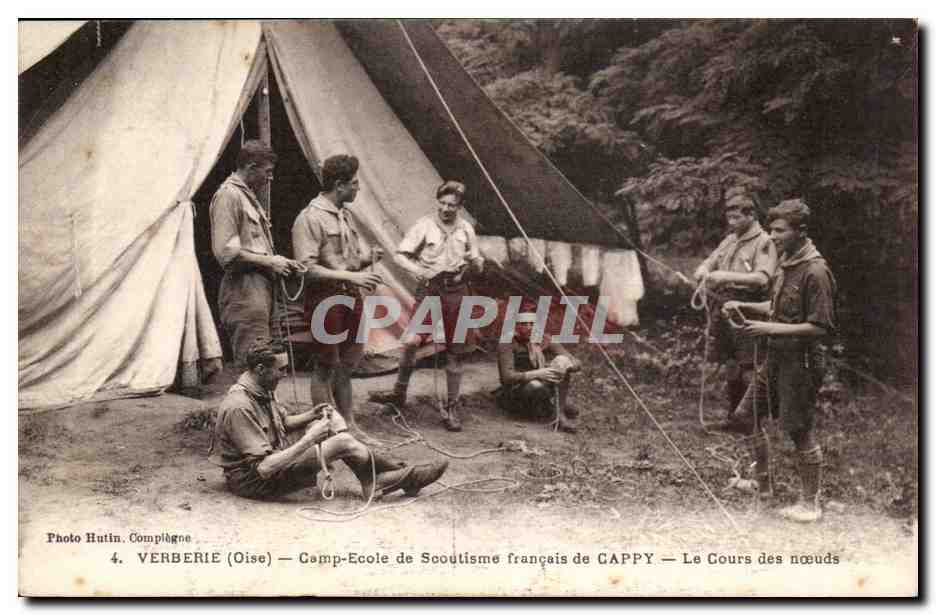 Verberie - Camp Ecole de Scoutisme francais de Cappy Le Cours des noeuds CPA Scouts Scout TOP