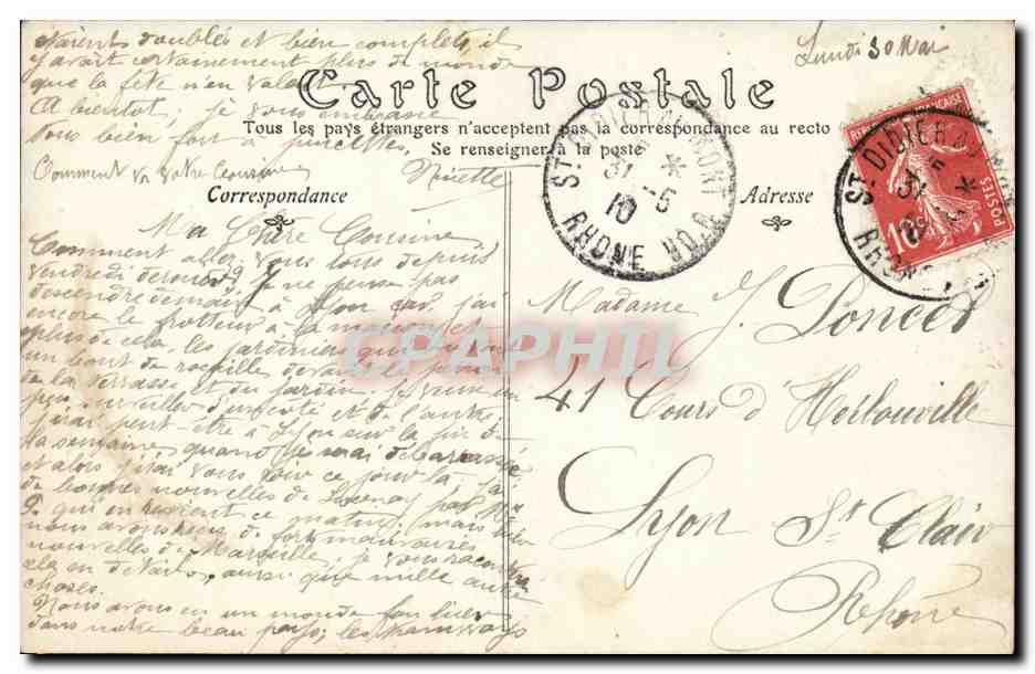 Lyon - Guignol marionnette Le Saone et le Mont d'Or - Faust - CPA  — Rückseite