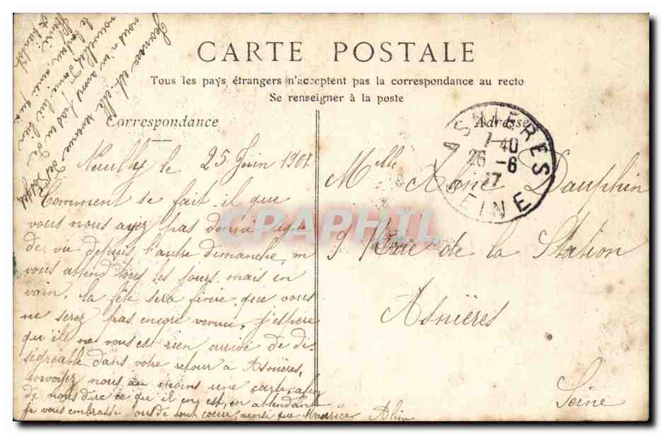 Paris — La Sorbonne, Herr Chatelain, Bibliothekar der Universität, Mitglied der Académie — Rückseite