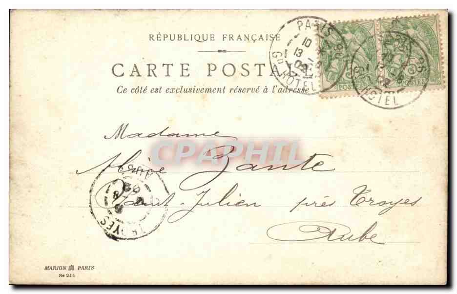 Homme en costume — photo en négatif bleu — éditeur Manjon Paris, n° 214 — Verso