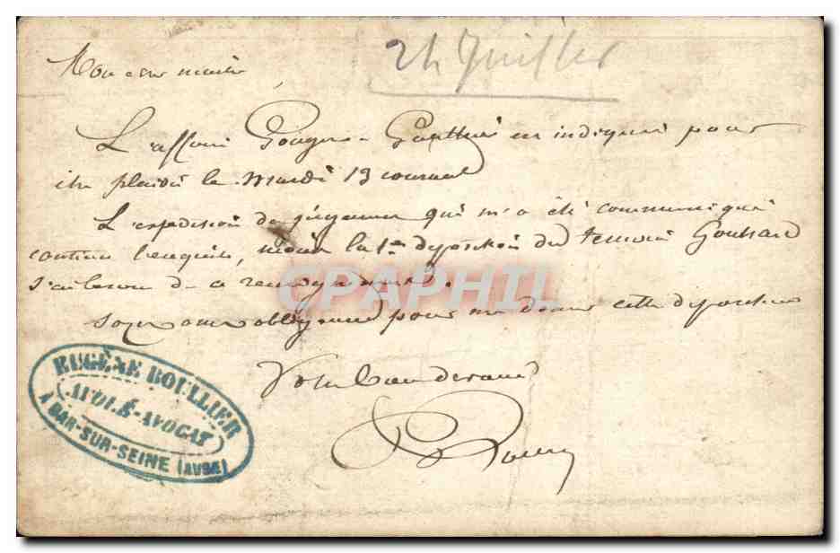 Carte Postale - Prix pour la France et Algerie 10 centimes - Bar sur SEine - CPA  — Rückseite