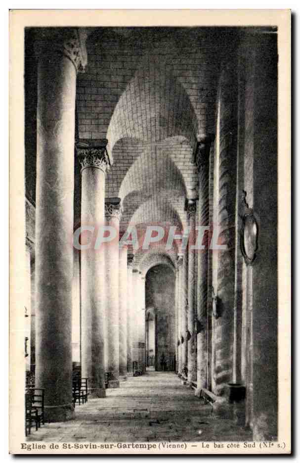 Saint Savin sur Gartempe - eglise - Le bas cote sud CPA 