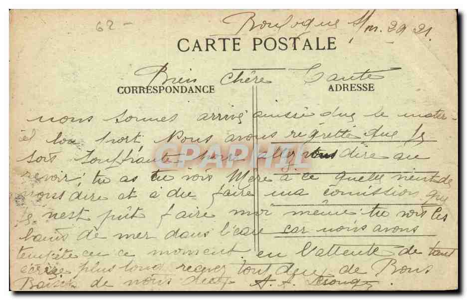 BOULOGNE-sur-MER — Der Strand — E.S. 305 — Rückseite