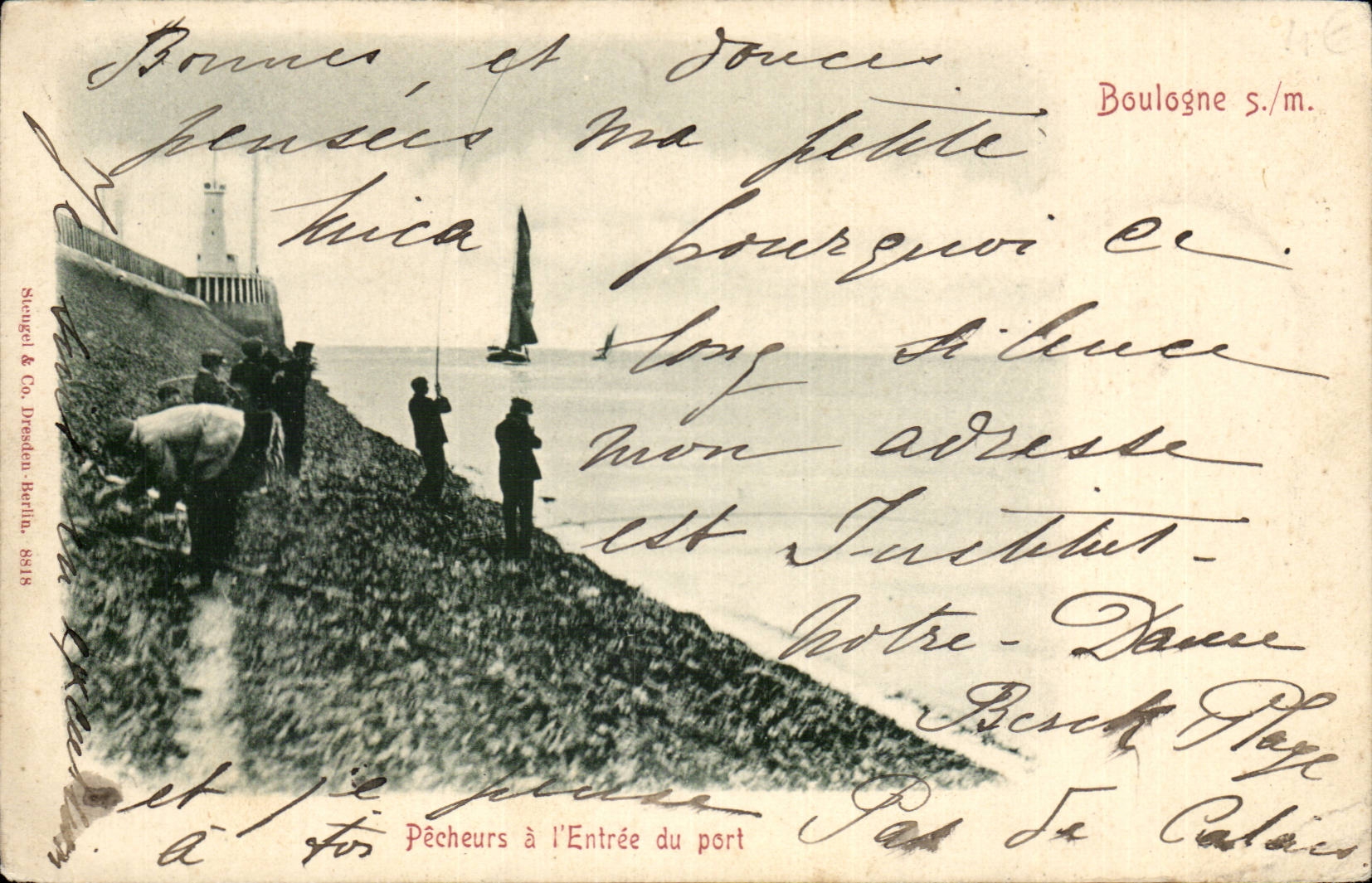 Pêcheurs à l'Entrée du port — Boulogne-sur-Mer — Steingel & Co. Dresden-Berlin, 8818
