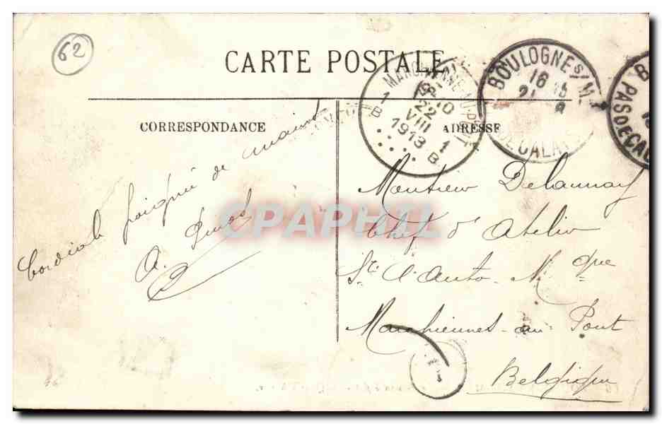 Boulogne sur Mer - Le bassin a flot et le quai Chanzy - CPA  — Verso