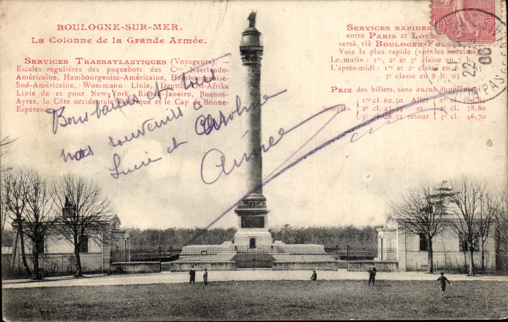 Boulogne sur Mer - La Colonne de la Grande Armee - CPA 