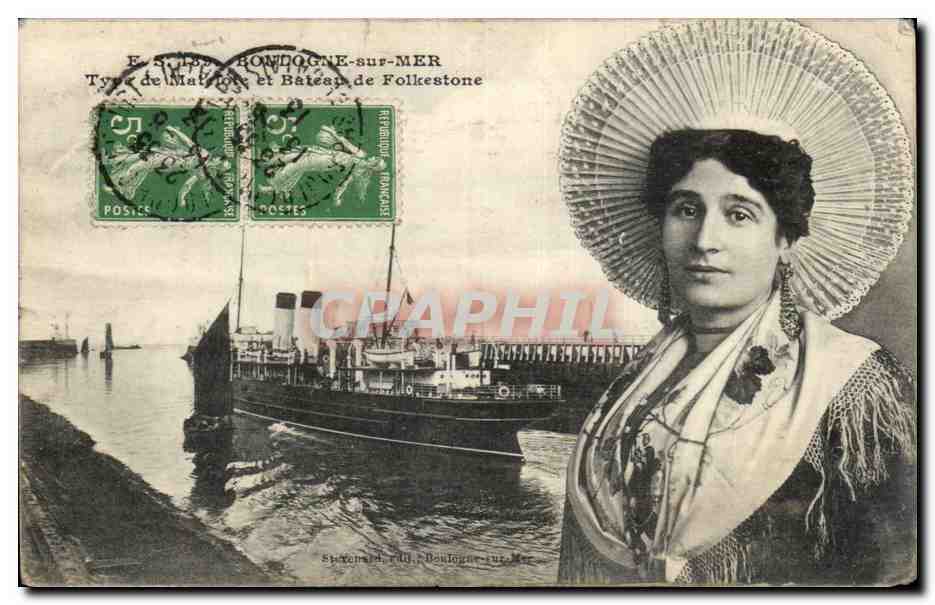 Boulogne sur Mer - Bateau de Folkestone CPA 