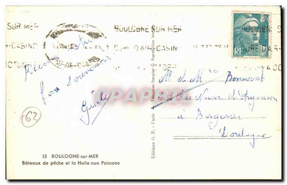 Bateaux de pêche et la Halle aux Poissons — Boulogne-sur-Mer — Éditions O.P. - Paris — Reverso