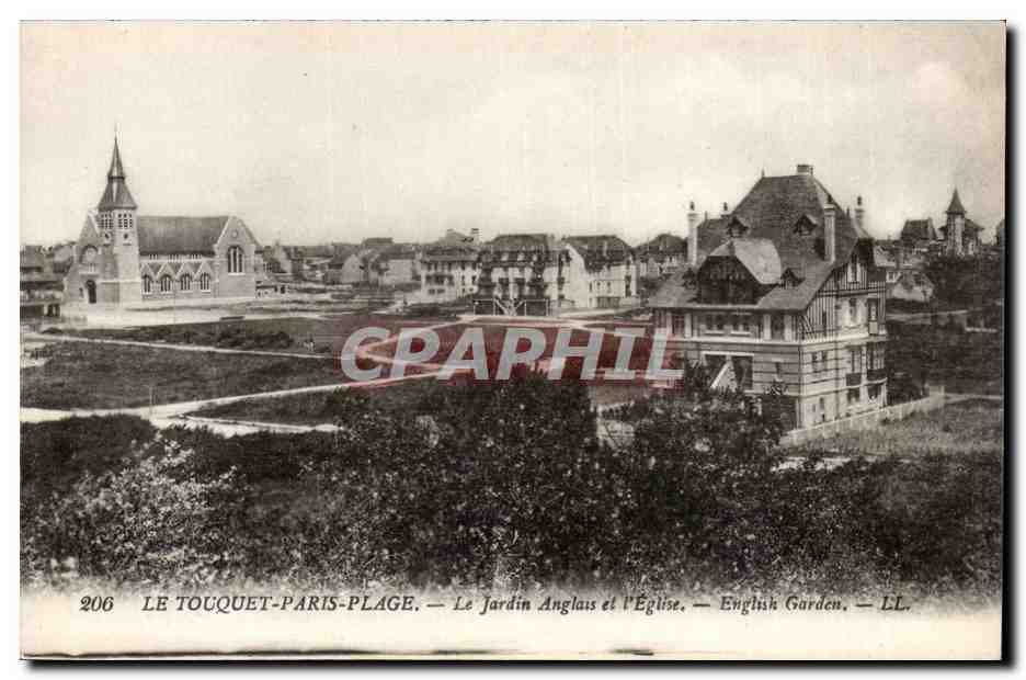 Le Touquet Paris Plage - Le Jardin Anglais et Eglise CPA 