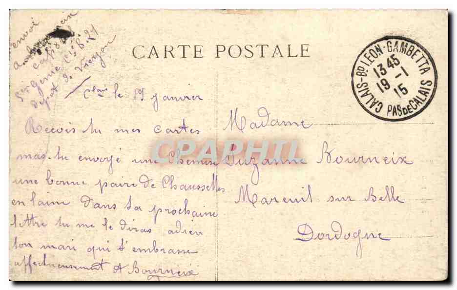 Femme au panier — Calais - Moulière — E.S. 225 — Rückseite