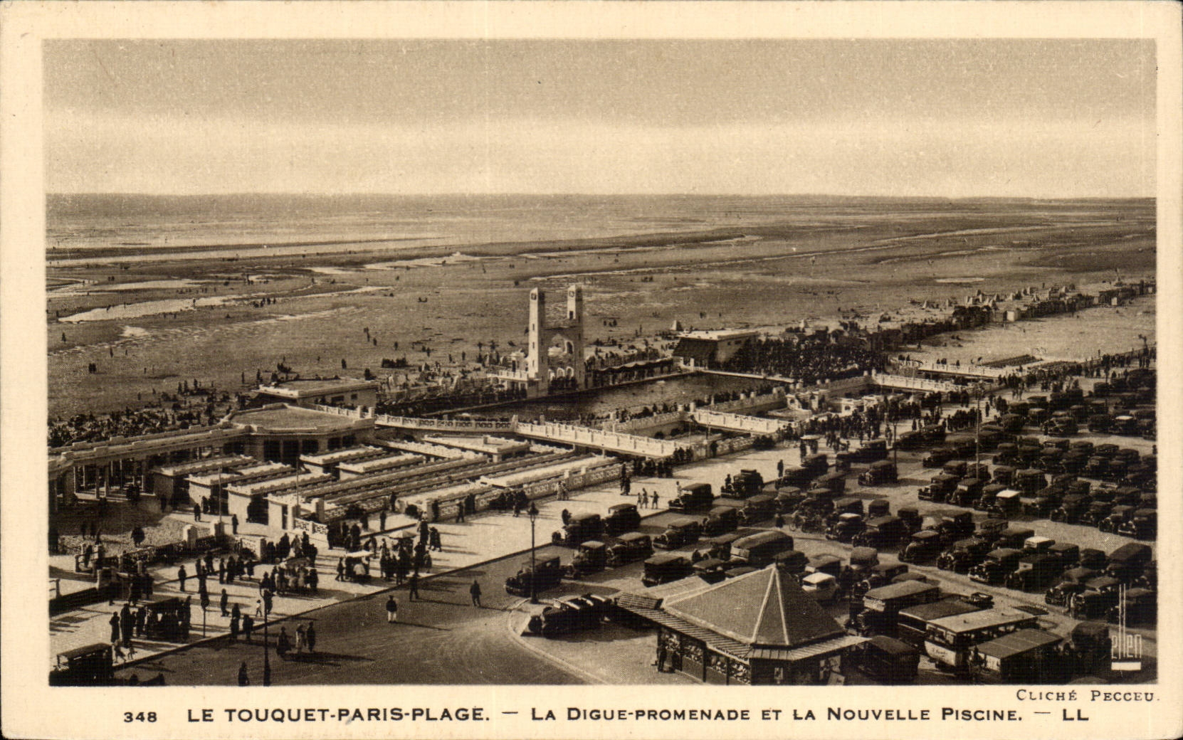Le Touquet-Paris-Plage — La Digue-Promenade et la Nouvelle Piscine — Cliché Pecceu, n° 348