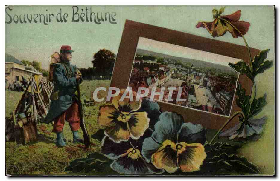 Bethune - Souvenir - Soldat - militaria - pensee - CPA (militaria)