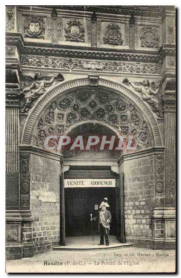 Hesdin - Le Portail de l'Eglise CPA 
