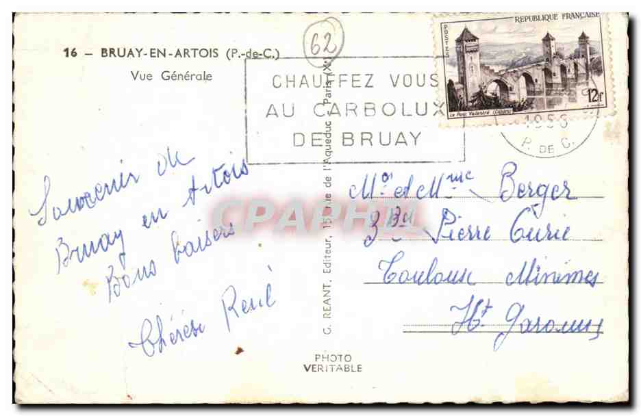 Bruay en Artois - Vue Generale - CPA  — Rückseite