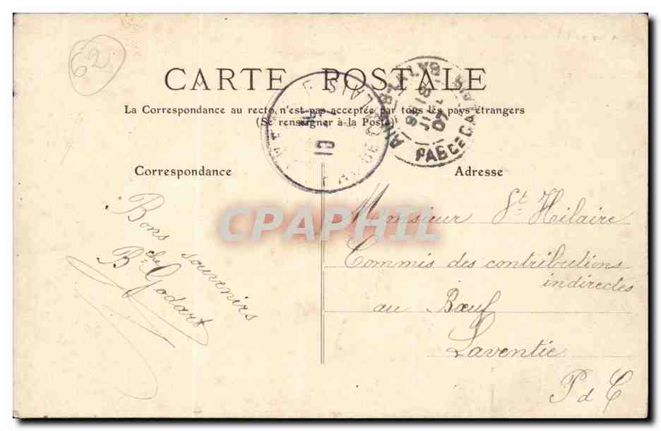 Aire sur la Lys - Vila de Moulin le Comte - CPA  — Rückseite