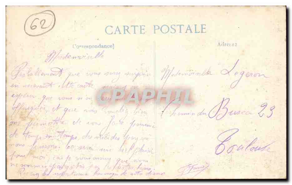 Arras - Hotel de Ville - Rue Jacques le Caron apre le bombardement CPA  — Verso