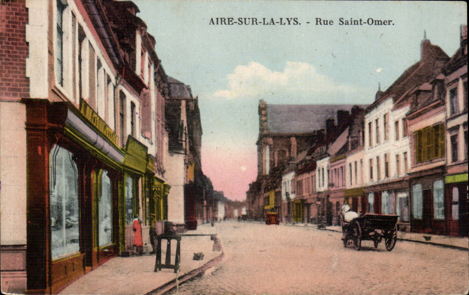 Aire sur la Lys - Rue Saint Omer - cheval - horse - CPA 