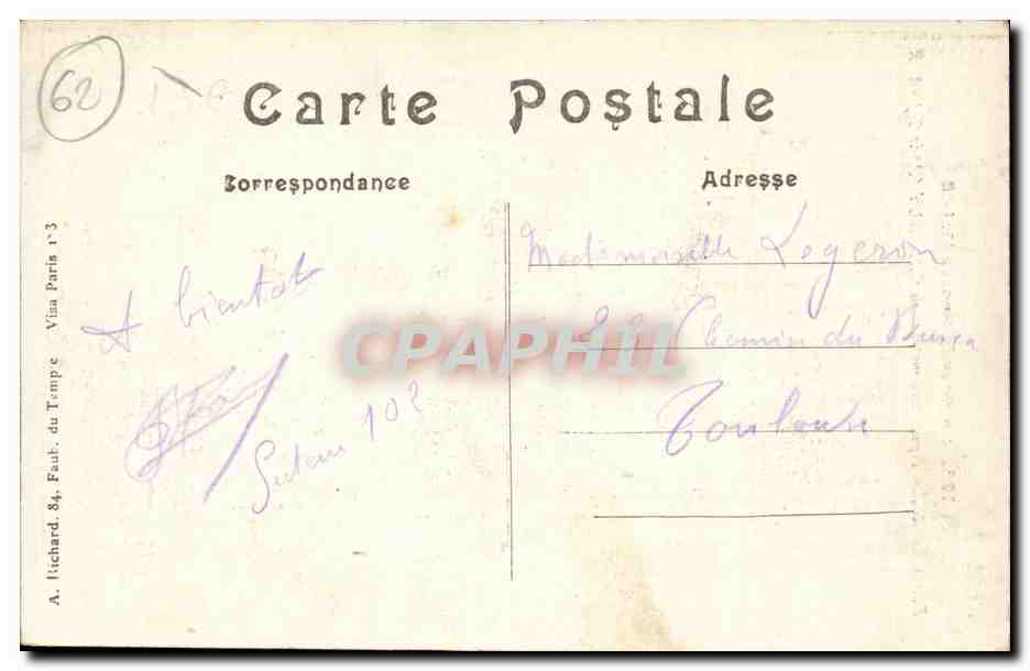 Carency - La Grande Guerre 1914 - Ruines du Moulin Topart - CPA  — Rückseite