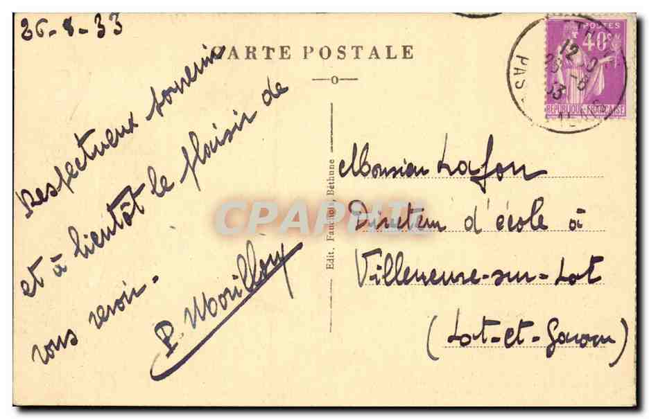 Bethune - -La Place de l'Eglise et l'Hotel des Postes - CPA  — Rückseite