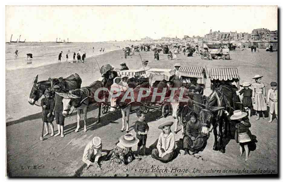 Berck-Plage — Les voitures de malades sur la plage — L.V.&C. n°1774