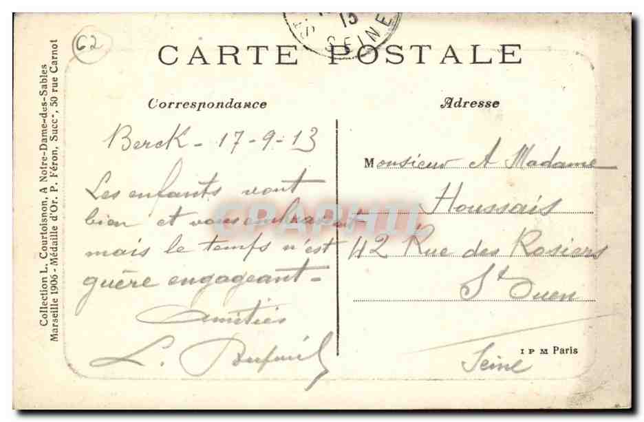 Berck Plage - Hopital Maritime - CPa„  — Rückseite