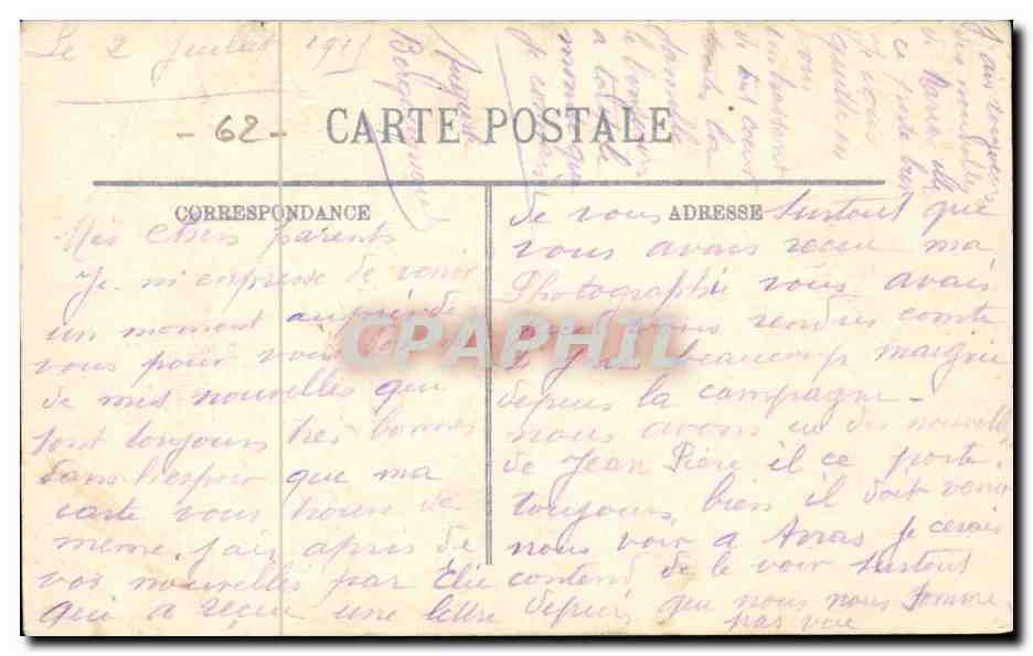 Arras — Rue St-Géry und der Glockenturm vor der Zerstörung — LL — Rückseite