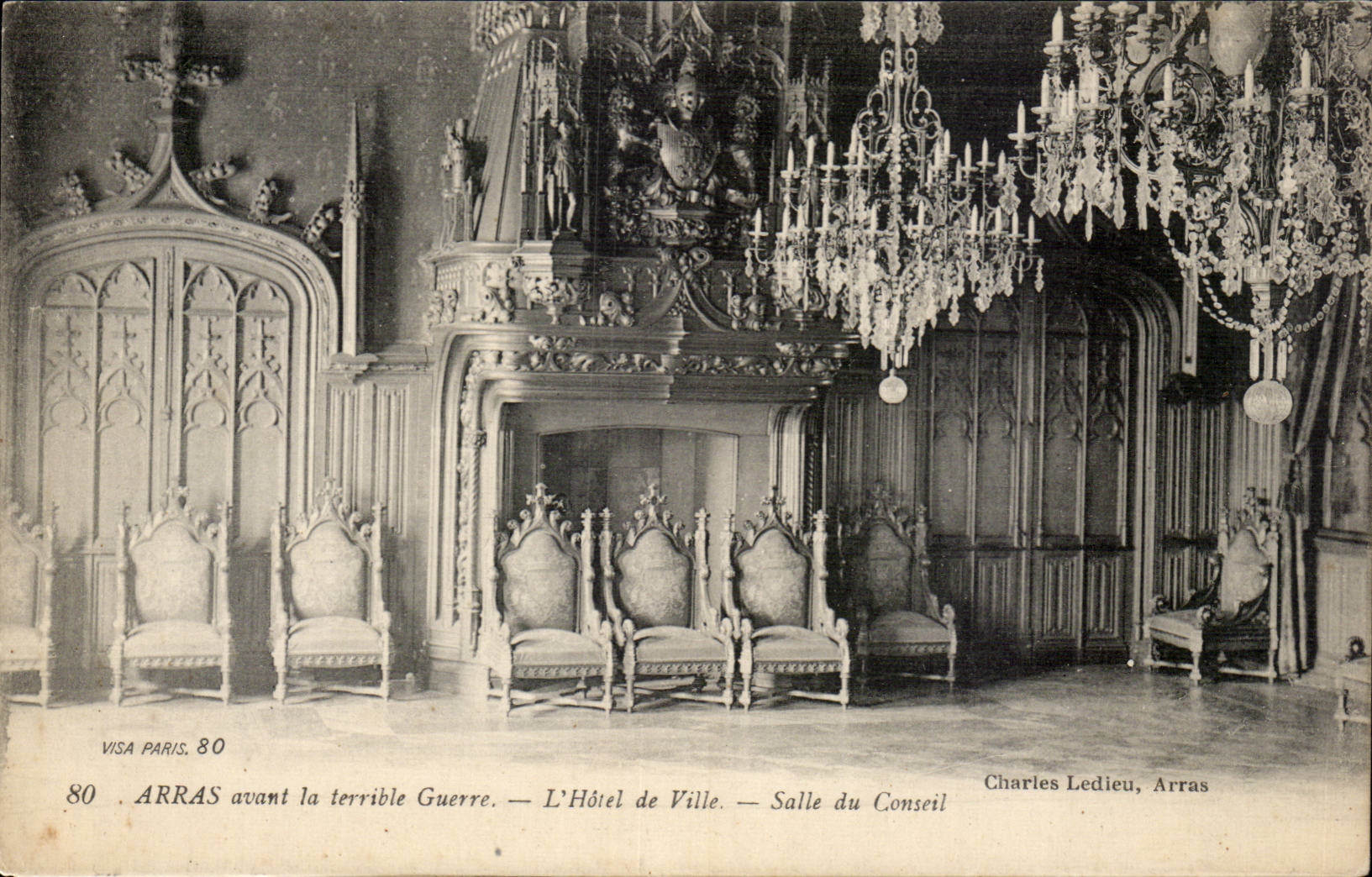 Arras - L'Hotel de Ville Salle du Conseil - avant la terrible guerre - CPa„ 