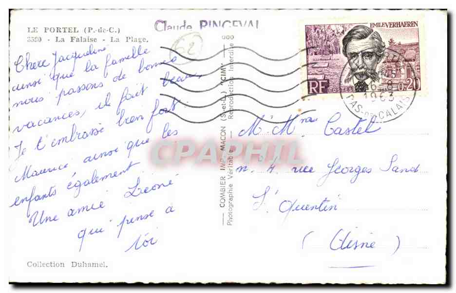 Le Portel - La Falaise - La Plage - CPA  — Verso