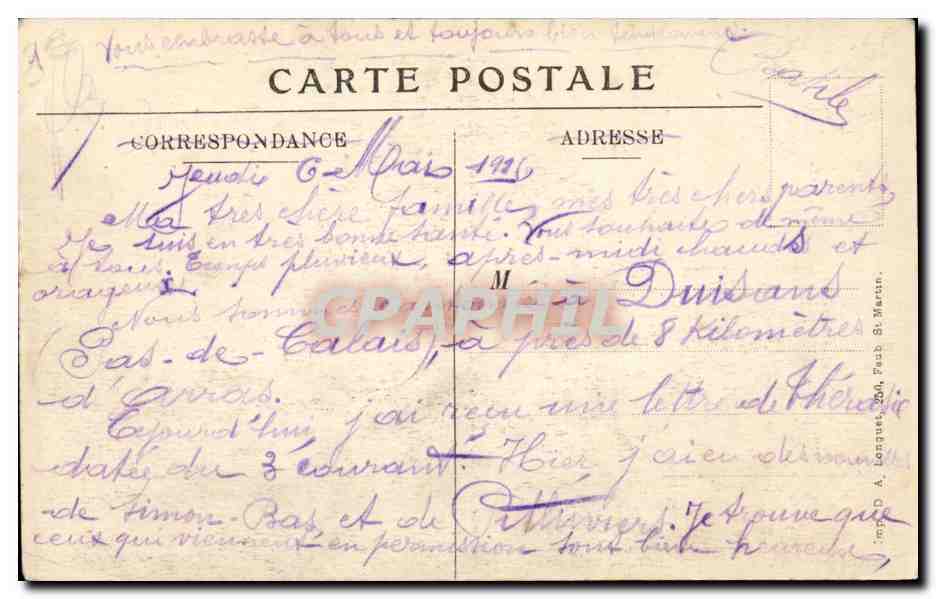 Avesnes le Comte - Vue Panoramique - 1800 habitants - 20 k d'Arras CPA  — Rückseite