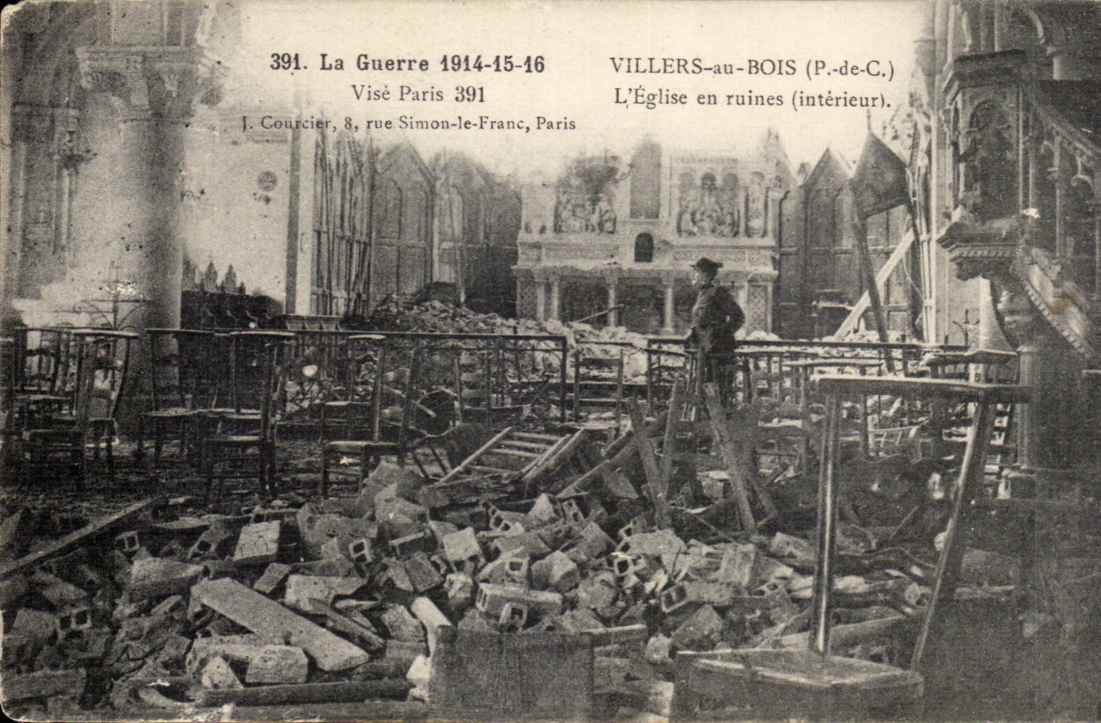 Villers-au-Bois — L'Église en ruines (intérieur) — J. Courcier, 8, rue Simon-le-Franc, Paris