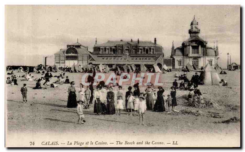Calais - La Plage et le Casino - The Beach and the Casino CPA 