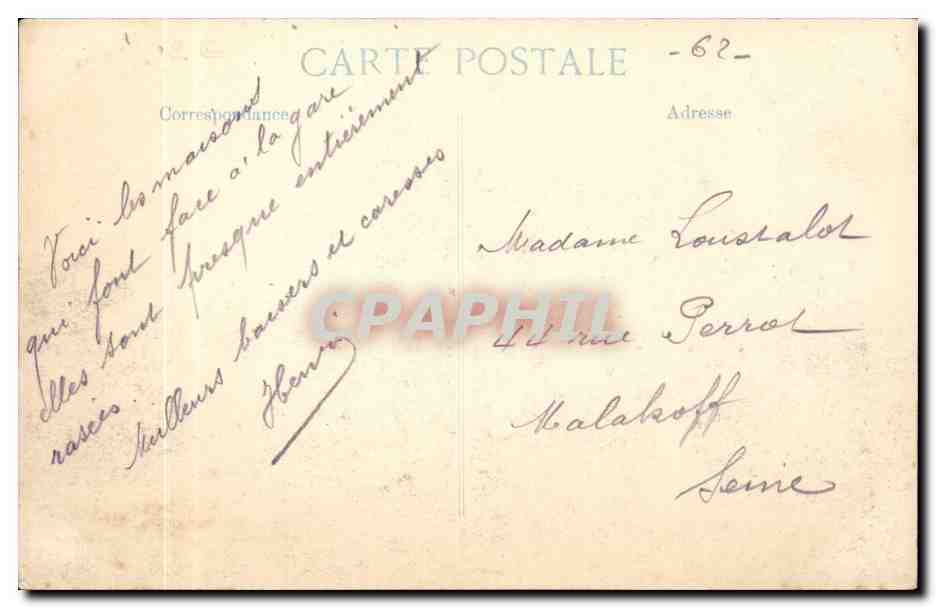 Arras — Place de la Gare, après le bombardement du 6 Octobre 1914 — édition non identifiée — Back