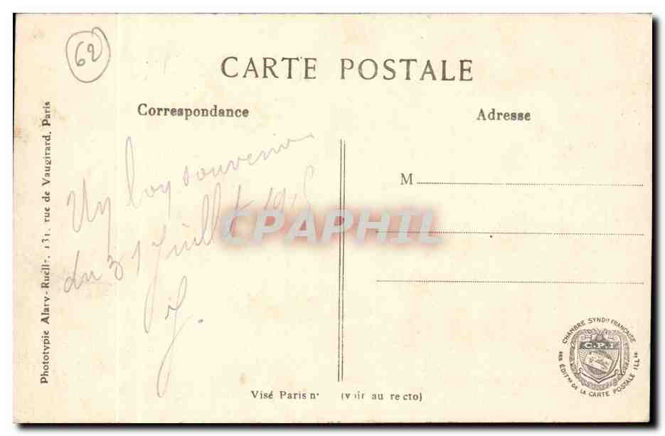 Arras — La Gare — La Guerre 1914-15 — Reverso
