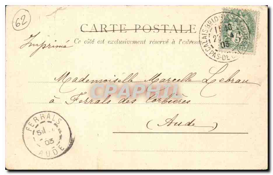 Calais - Jardin Richelieu CPA  — Rückseite