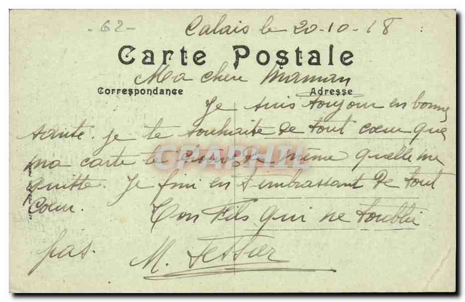 Calais - La Rue Royale - prise du Grand Hotel CPA  — Rückseite