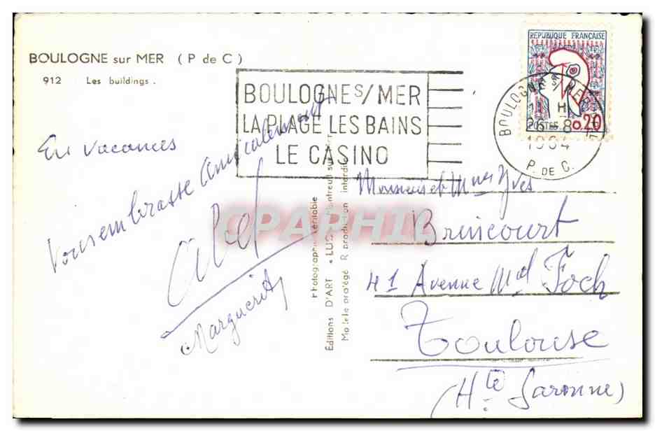Boulogne-sur-Mer — Les buildings — Éditions D'ART — Rückseite