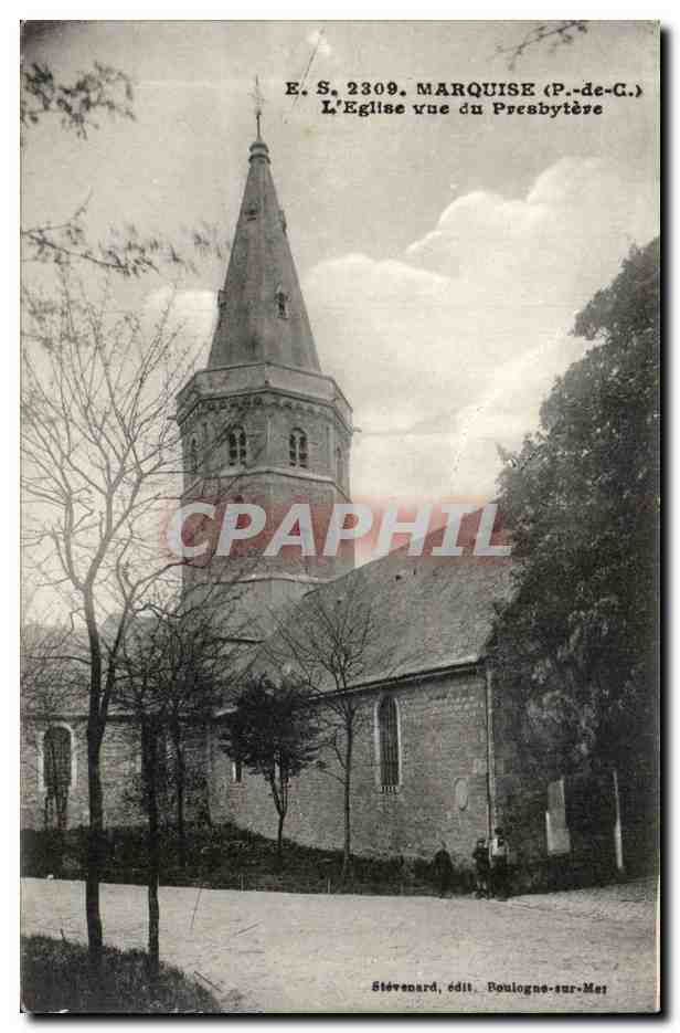 Marquise - L'Eglise vue du Presbytere - CPA 