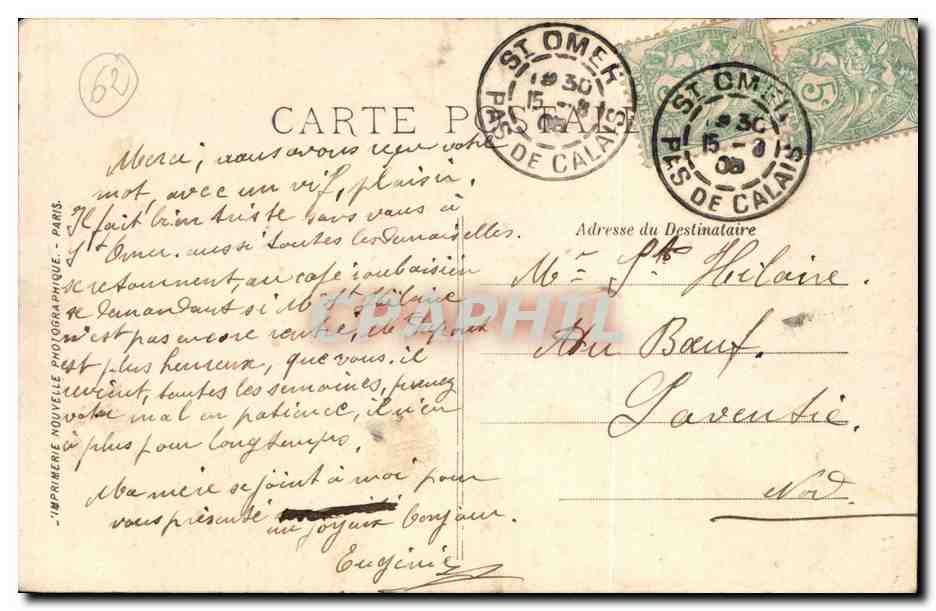 Saint Omer - Le Monument Jacquelins Robins - CPA  — Back