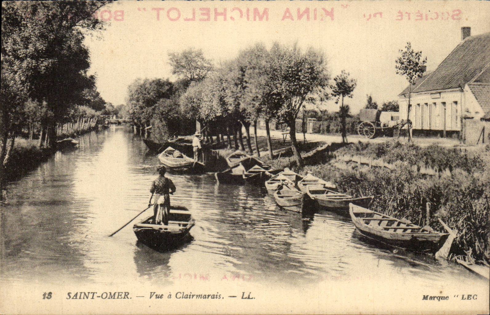 Saint Omer - Vue a Clairmarais - bateau - boat - CPA 