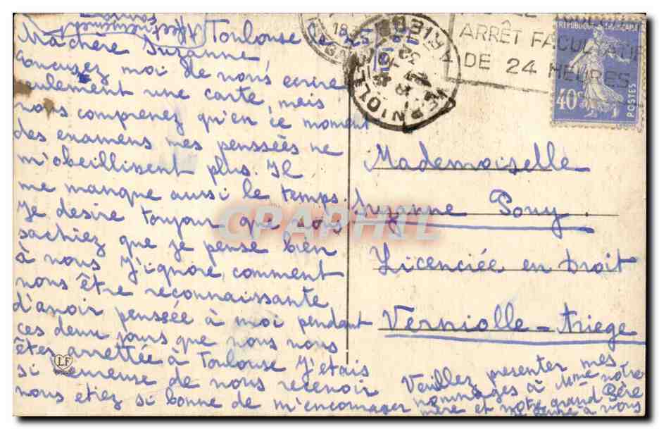Toulouse - Fontaine du Jardin des Plantes - CPA  — Verso