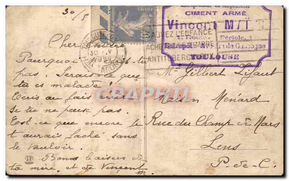 Toulouse - Place President Wilson - CPA — Rückseite