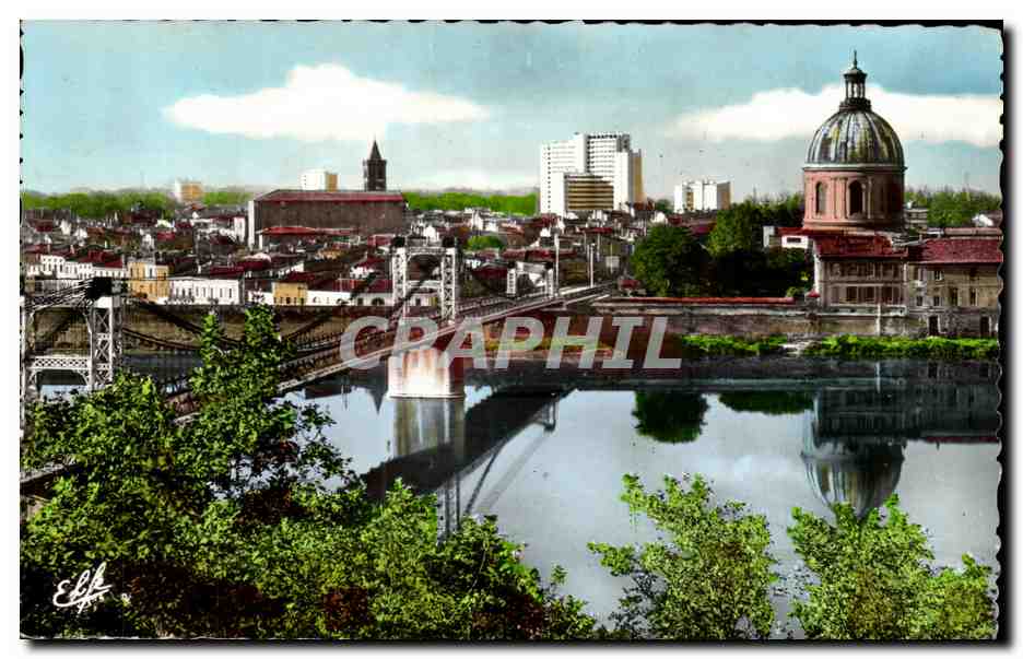 Toulouse - Vue Plongeante sur la Garonne au Pont Suspendu - L'Eglise St Nicolas CPA 