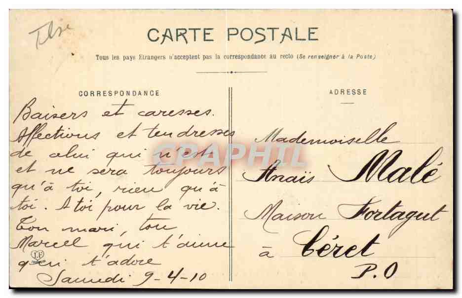 Toulouse - Le Quai de Tounis et Clocher CPA  — Verso