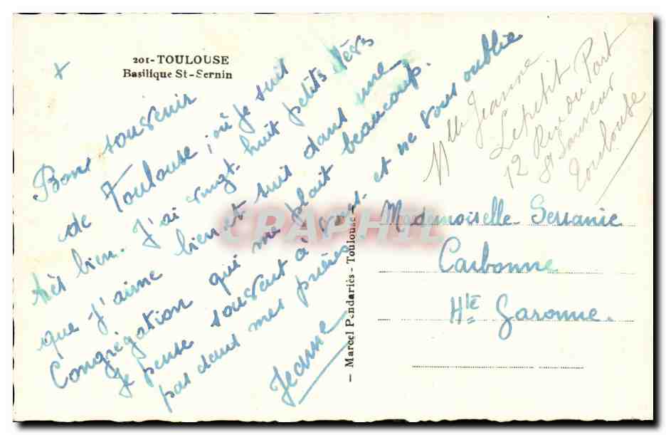 Toulouse - Basiique Saint Sernin CPA  — Verso