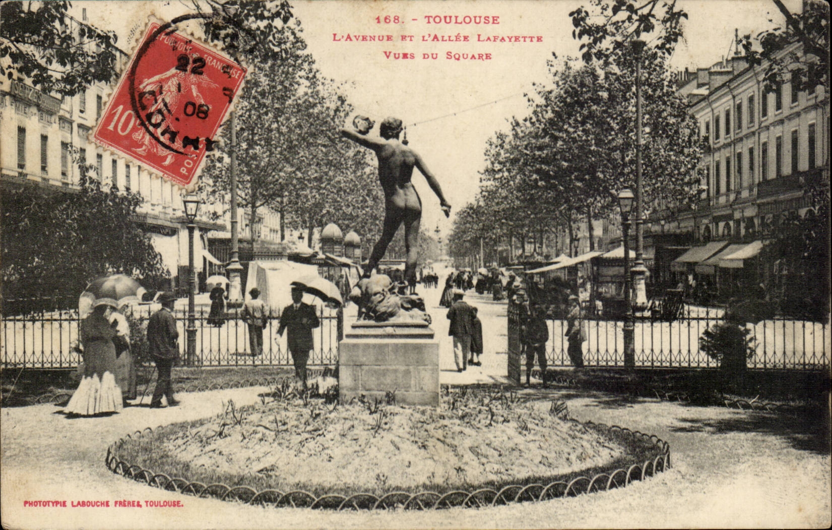 Toulouse - L'Avenue et l'Allée Lafayette - Vues du Square — Phototypie Labouche Frères, Toulouse