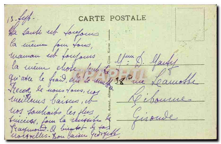 Toulouse - Le Pont suspendu et le Dôme de la Grave au clair de lune — G. Arnaud, éditeur, n° 114 — Verso