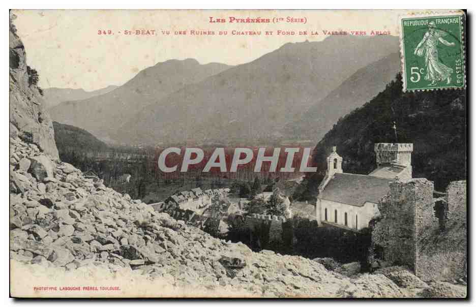Saint Beat - Vue des Ruines du Chateau et Fond de la Vallee - CPA 
