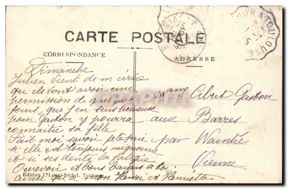 Toulouse - Vue Panoramique sur la Garonne - CPA  — Verso