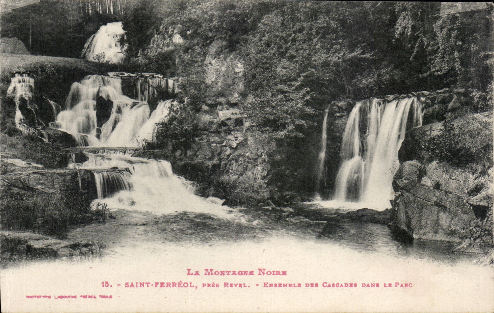 La Montagne Noire — Ensemble des cascades dans le parc — Phototypie Labouche Frères, n°15