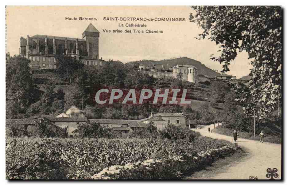 Saint Bertrand de Comminges - La Cathedrale - Vue prise des Trois Chemins CPA 